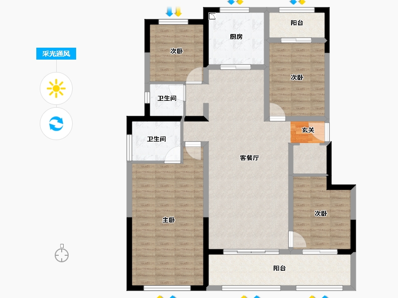 云南省-昆明市-俊发生态半岛滇池俊府-121.12-户型库-采光通风