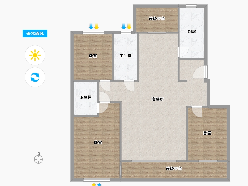 辽宁省-营口市-林昌·第五郡-120.10-户型库-采光通风