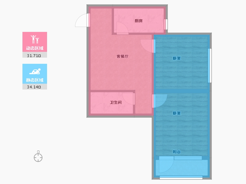 辽宁省-大连市-玉龙湾-58.36-户型库-动静分区