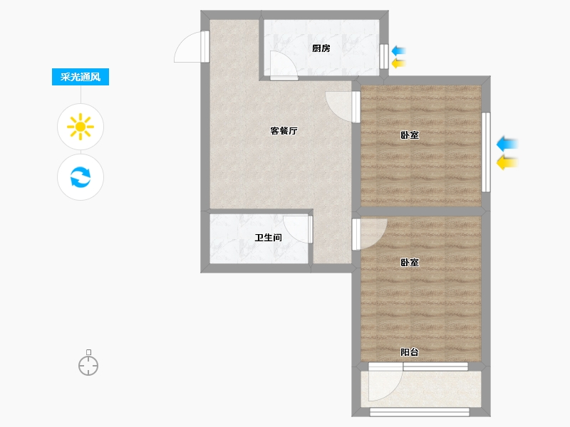 辽宁省-大连市-玉龙湾-58.36-户型库-采光通风