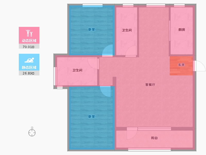 辽宁省-盘锦市-中天壹品-87.11-户型库-动静分区