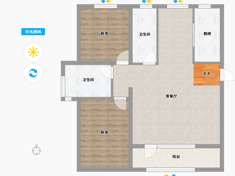 辽宁省-盘锦市-中天壹品-87.11-户型库-采光通风