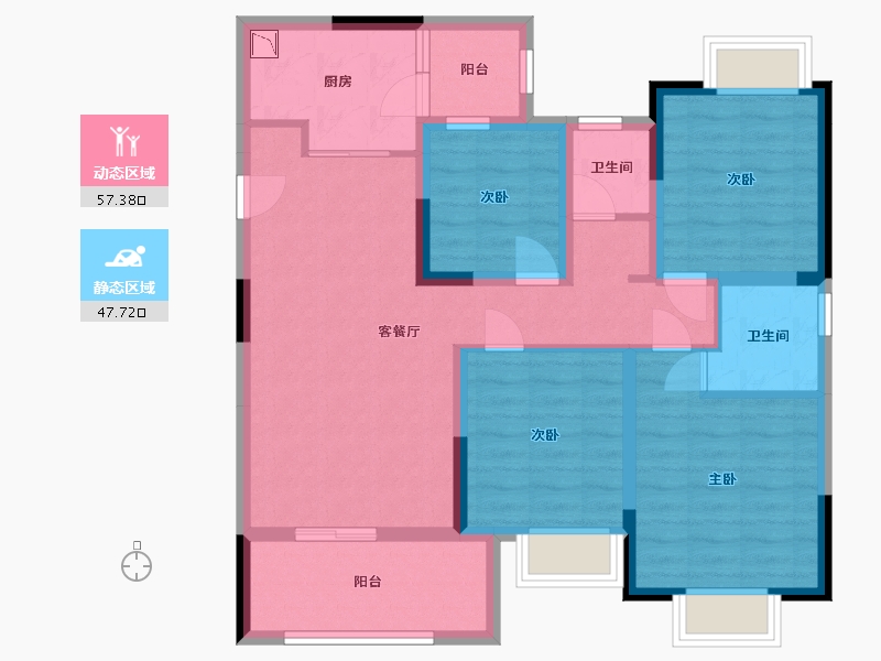 河南省-信阳市-蓝光雍锦府-92.40-户型库-动静分区