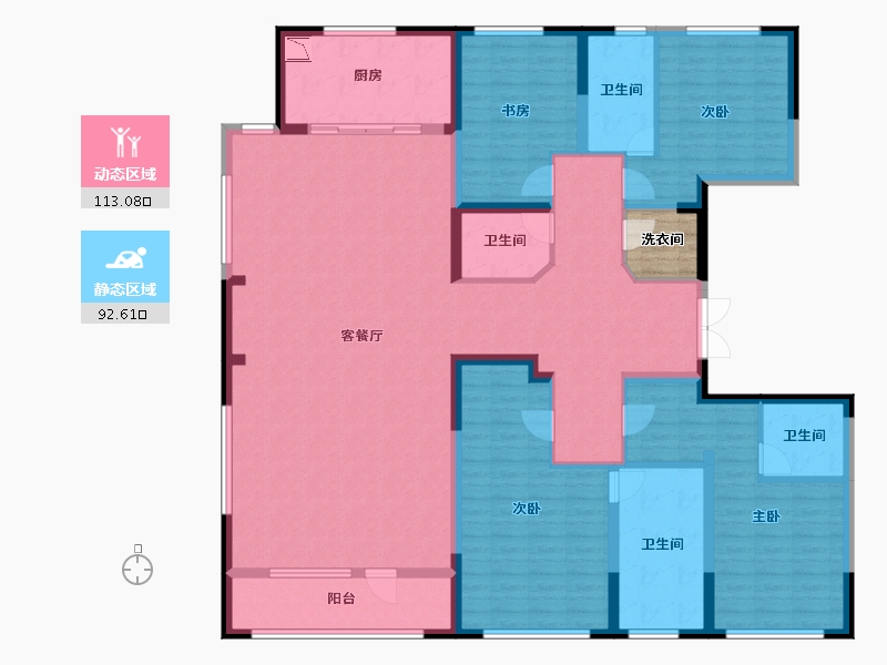 内蒙古自治区-呼和浩特市-创联绿城·玖悦府-189.43-户型库-动静分区