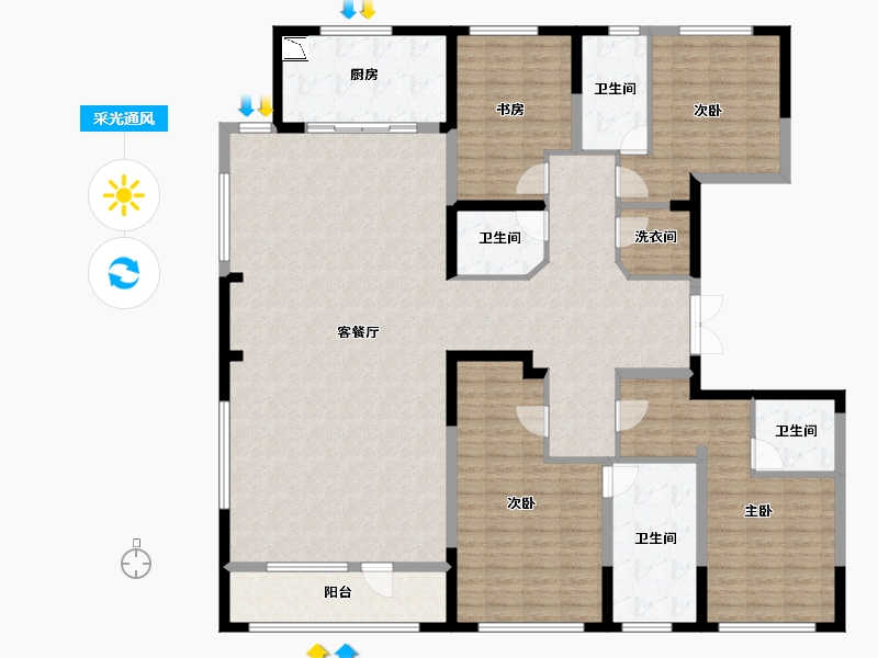 内蒙古自治区-呼和浩特市-创联绿城·玖悦府-189.43-户型库-采光通风