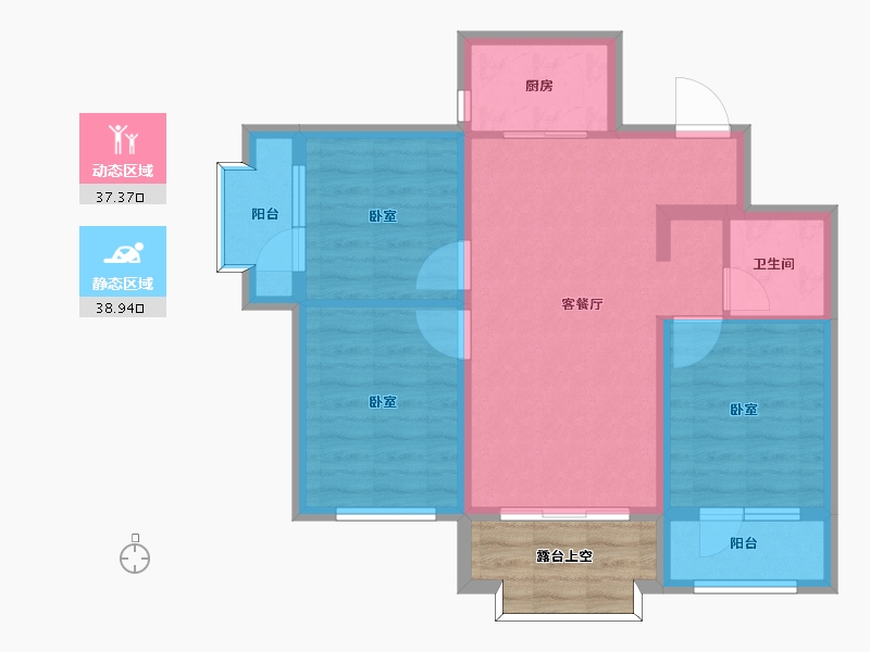 辽宁省-大连市-玉龙湾-73.09-户型库-动静分区