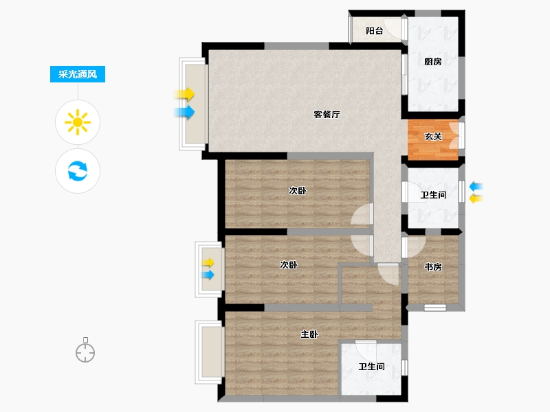 云南省-曲靖市-华厦金源-102.06-户型库-采光通风