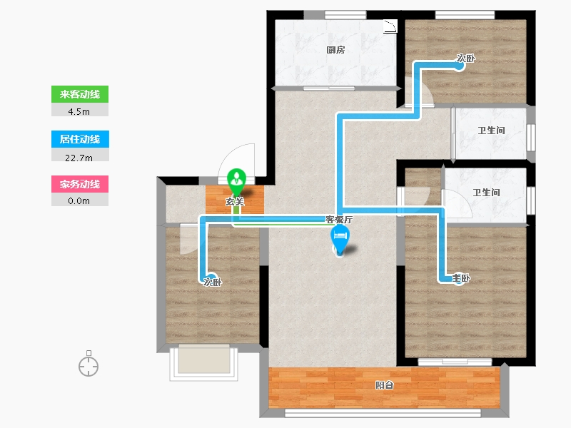 河北省-唐山市-碧桂园玖中堂-93.29-户型库-动静线