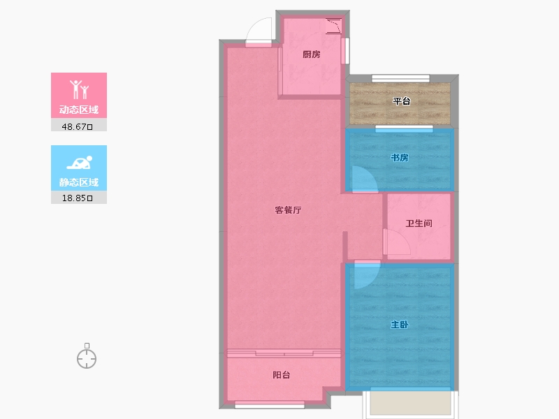 内蒙古自治区-呼和浩特市-祥生·东方樾-64.31-户型库-动静分区