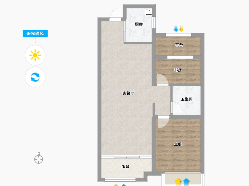 内蒙古自治区-呼和浩特市-祥生·东方樾-64.31-户型库-采光通风