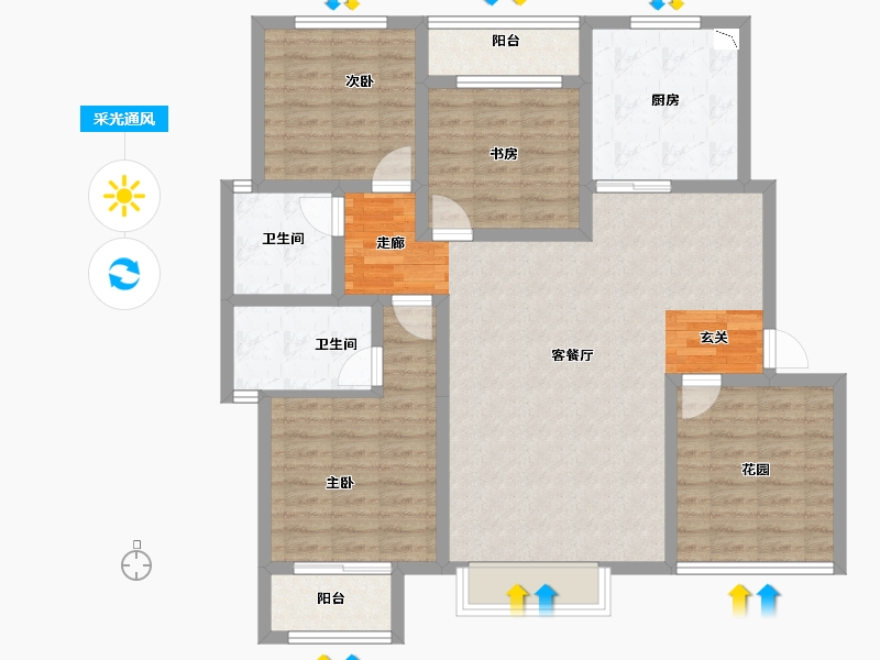 河北省-石家庄市-帝华鸿府-108.80-户型库-采光通风