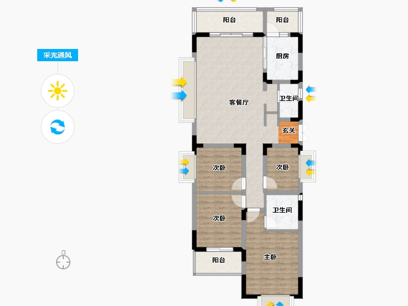 云南省-曲靖市-华厦金源-105.74-户型库-采光通风