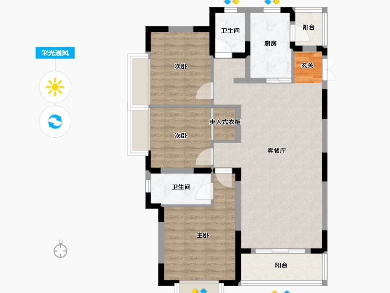 云南省-曲靖市-华厦金源-89.37-户型库-采光通风