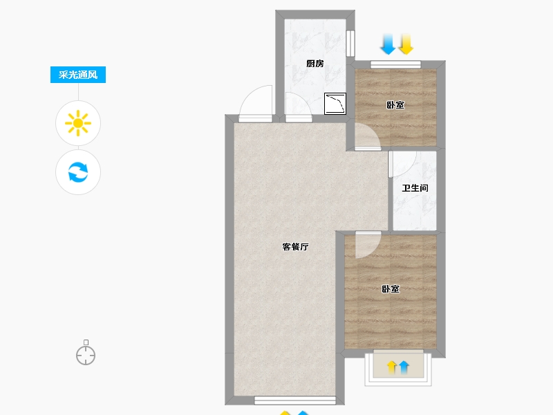 山西省-太原市-通建·融创城-52.84-户型库-采光通风