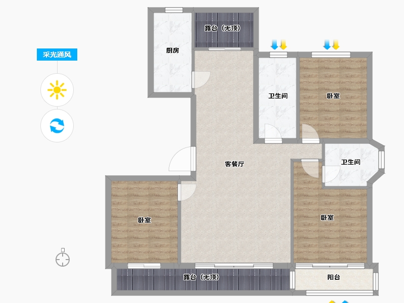 辽宁省-营口市-林昌·第五郡-111.72-户型库-采光通风