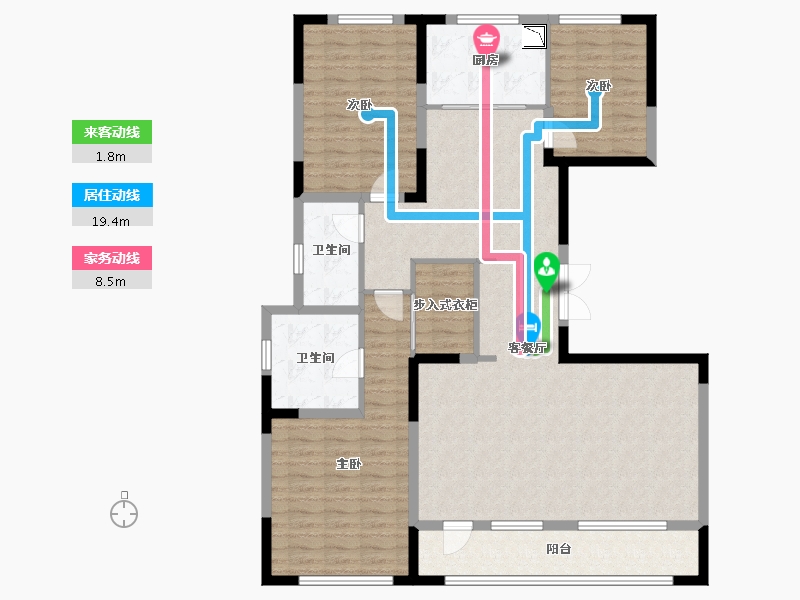 内蒙古自治区-呼和浩特市-创联绿城·玖悦府-130.04-户型库-动静线