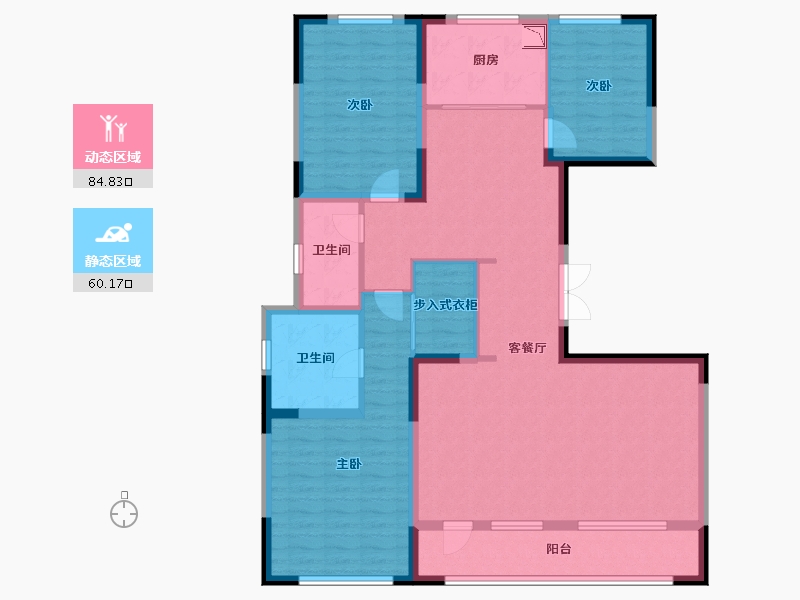 内蒙古自治区-呼和浩特市-创联绿城·玖悦府-130.04-户型库-动静分区