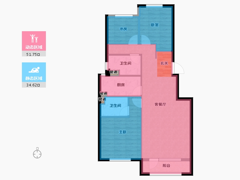 辽宁省-大连市-保利金香槟-78.13-户型库-动静分区