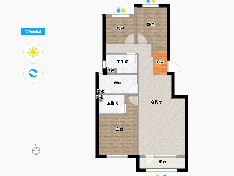 辽宁省-大连市-保利金香槟-78.13-户型库-采光通风