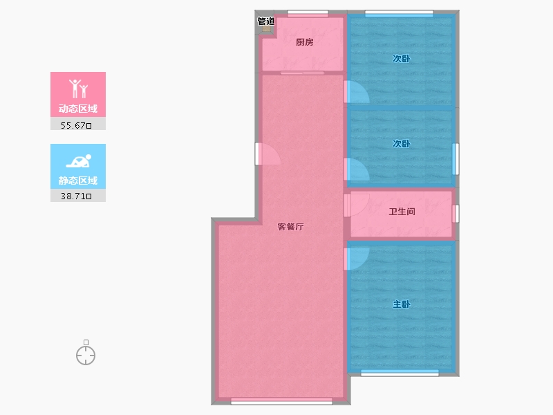 吉林省-通化市-东正奥园二期香林郡-85.30-户型库-动静分区