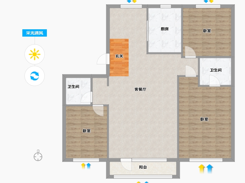 辽宁省-盘锦市-纳帕溪谷·瑞府-114.58-户型库-采光通风