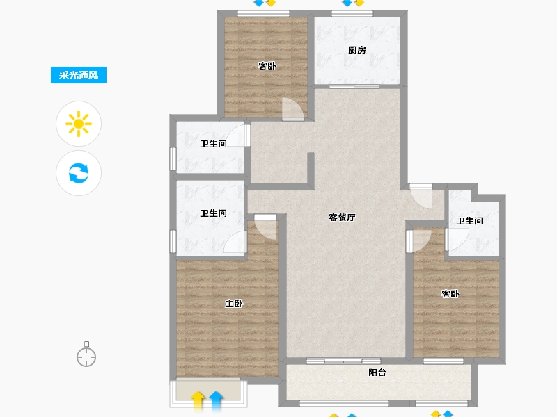 山西省-太原市-保利壹号公馆四期-122.00-户型库-采光通风