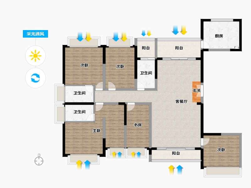 云南省-曲靖市-新桥佳苑-174.90-户型库-采光通风