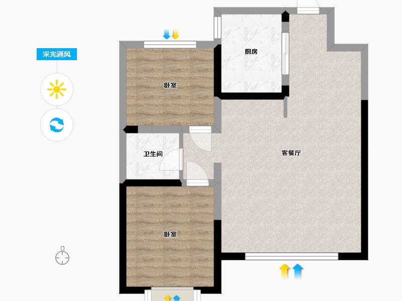 内蒙古自治区-呼和浩特市-万枫·美利山-65.00-户型库-采光通风