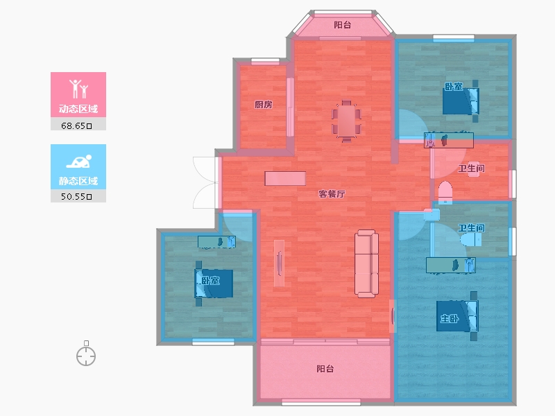 河北省-邯郸市-荣盛公园印象-108.01-户型库-动静分区