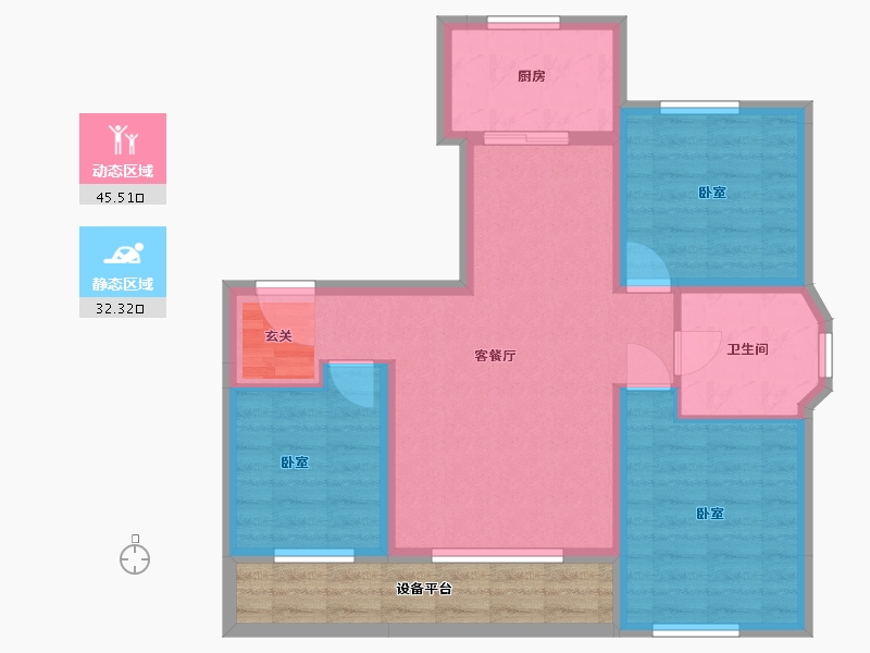 辽宁省-营口市-林昌·第五郡-76.47-户型库-动静分区