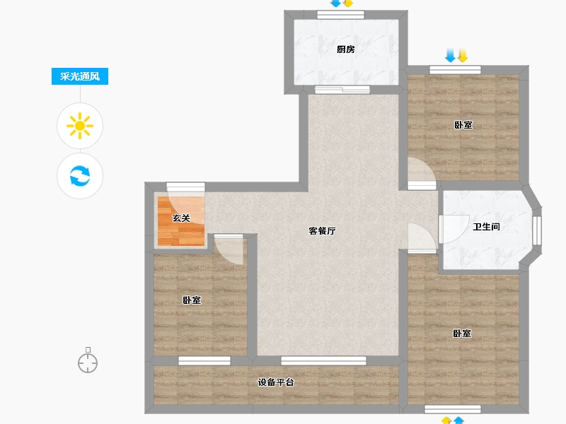 辽宁省-营口市-林昌·第五郡-76.47-户型库-采光通风