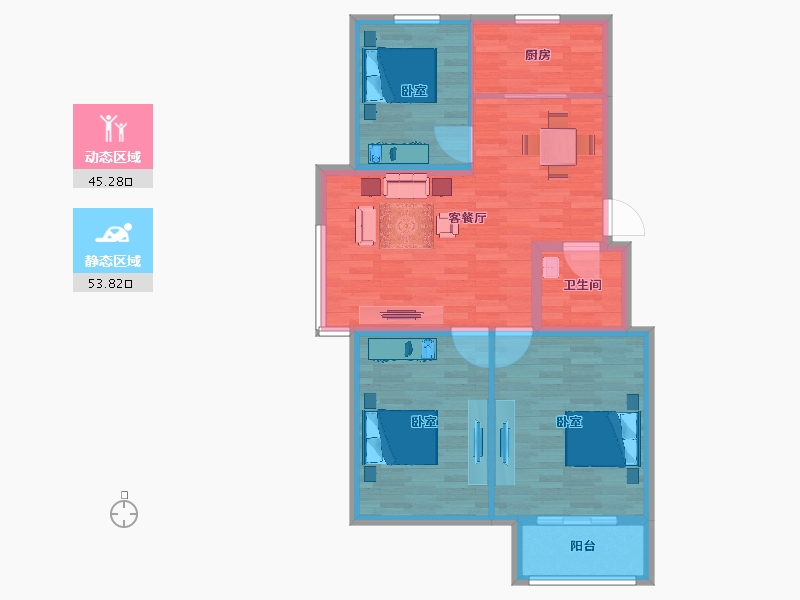 河北省-邯郸市-米兰·领寓-90.02-户型库-动静分区