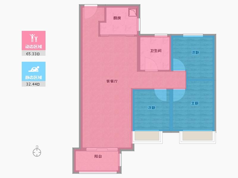 黑龙江省-哈尔滨市-新松·未来ONE-88.01-户型库-动静分区