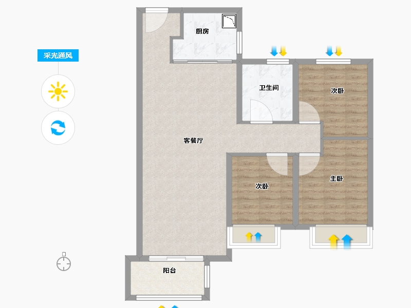 黑龙江省-哈尔滨市-新松·未来ONE-88.01-户型库-采光通风