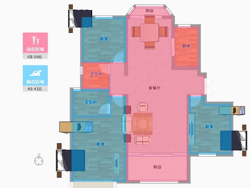 河北省-邯郸市-荣盛公园印象-105.99-户型库-动静分区