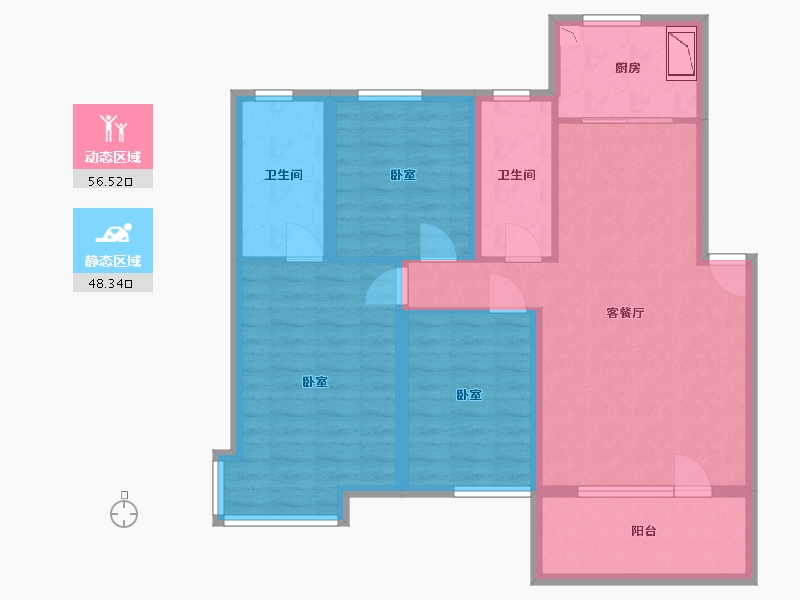 北京-北京市-凌河郡-92.89-户型库-动静分区