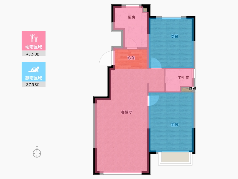 辽宁省-大连市-碧桂园御州府渤海郡-66.30-户型库-动静分区