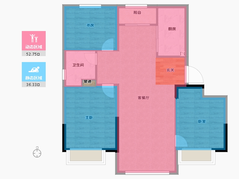 辽宁省-大连市-碧桂园御州府渤海郡-80.91-户型库-动静分区