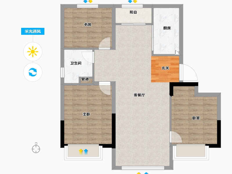 辽宁省-大连市-碧桂园御州府渤海郡-80.91-户型库-采光通风