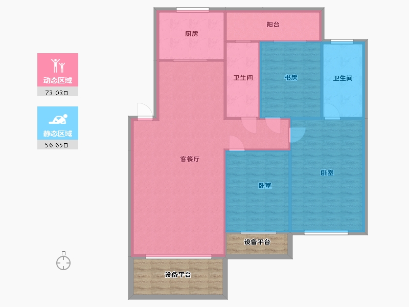 辽宁省-盘锦市-总部生态城·泰郡三期-131.65-户型库-动静分区