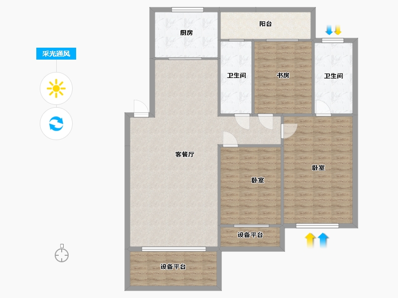 辽宁省-盘锦市-总部生态城·泰郡三期-131.65-户型库-采光通风