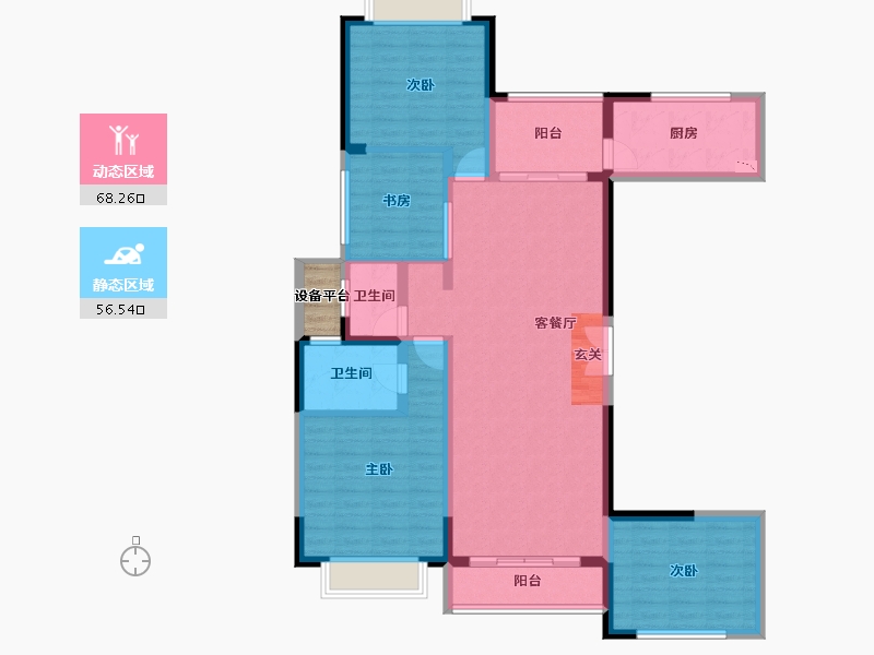 云南省-曲靖市-新桥佳苑-113.64-户型库-动静分区