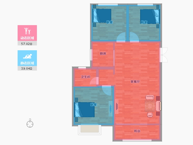 河北省-邯郸市-荣盛公园印象-87.00-户型库-动静分区