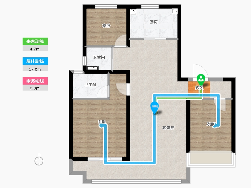 河北省-唐山市-碧桂园玖中堂-87.91-户型库-动静线