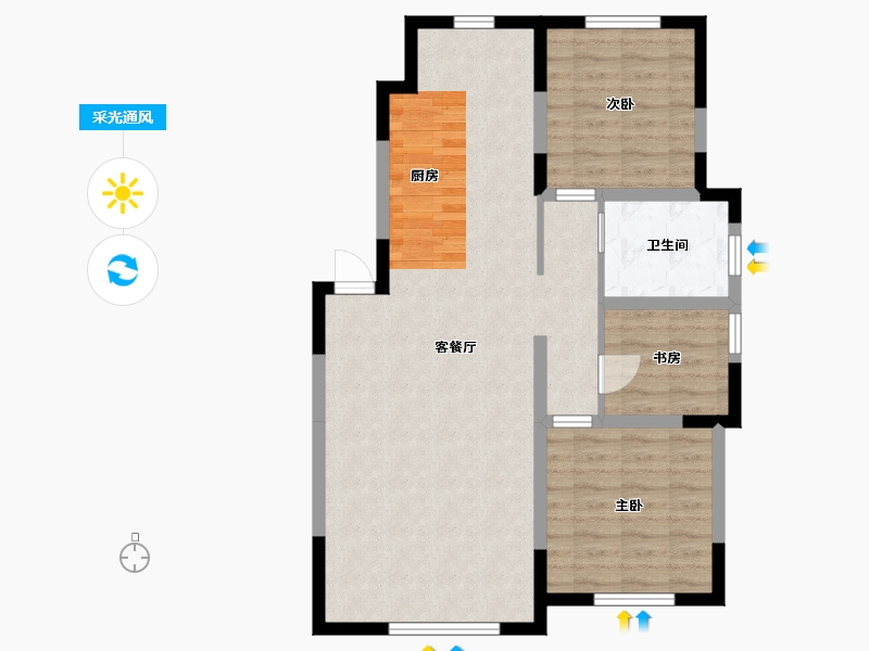 吉林省-延边朝鲜族自治州-苹果社区-80.95-户型库-采光通风