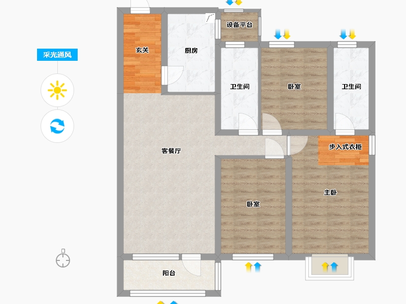 辽宁省-沈阳市-府城名著-91.24-户型库-采光通风