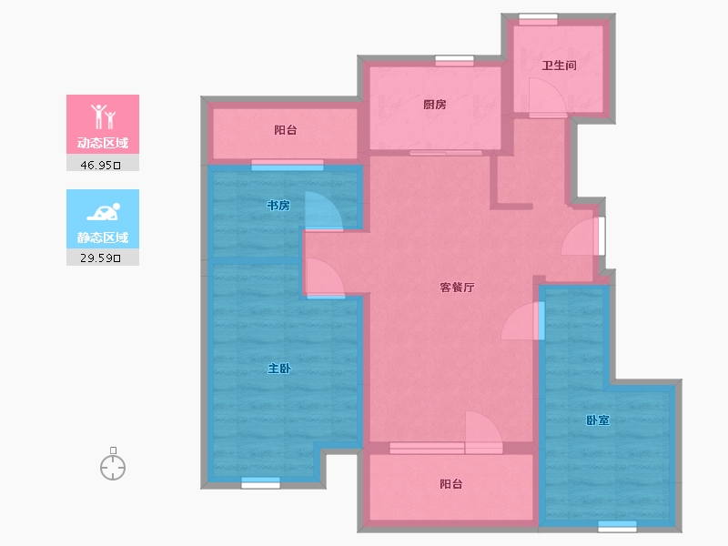 辽宁省-大连市-龙湖阳光城雲峰原著-66.54-户型库-动静分区