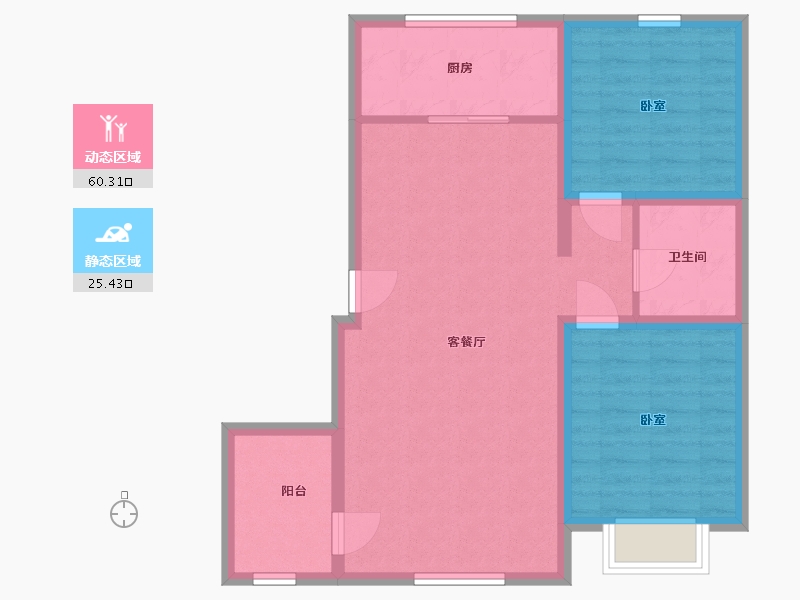 辽宁省-鞍山市-紫云沁园春-77.00-户型库-动静分区