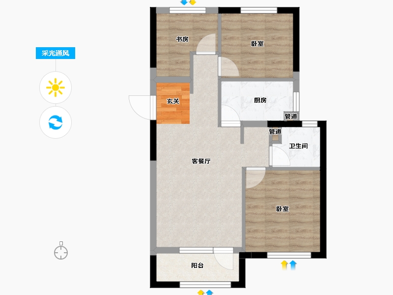 辽宁省-大连市-保利金香槟-59.98-户型库-采光通风