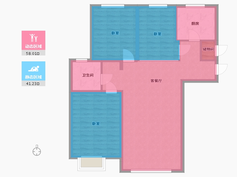 内蒙古自治区-呼和浩特市-大境-89.61-户型库-动静分区